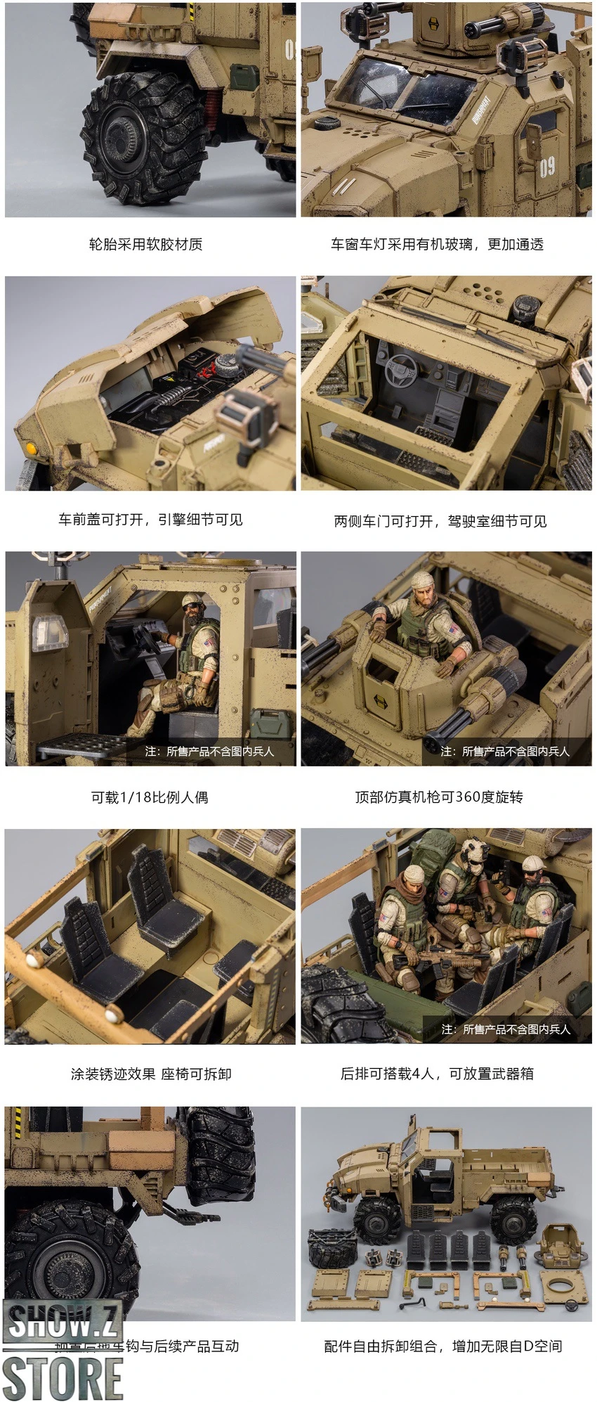 JoyToy Source 1/18 War Stars Crazy Armed SUV Desert Version 15 JoyToy Source 1/18 War Stars Crazy Armed SUV Desert Version - Image 13